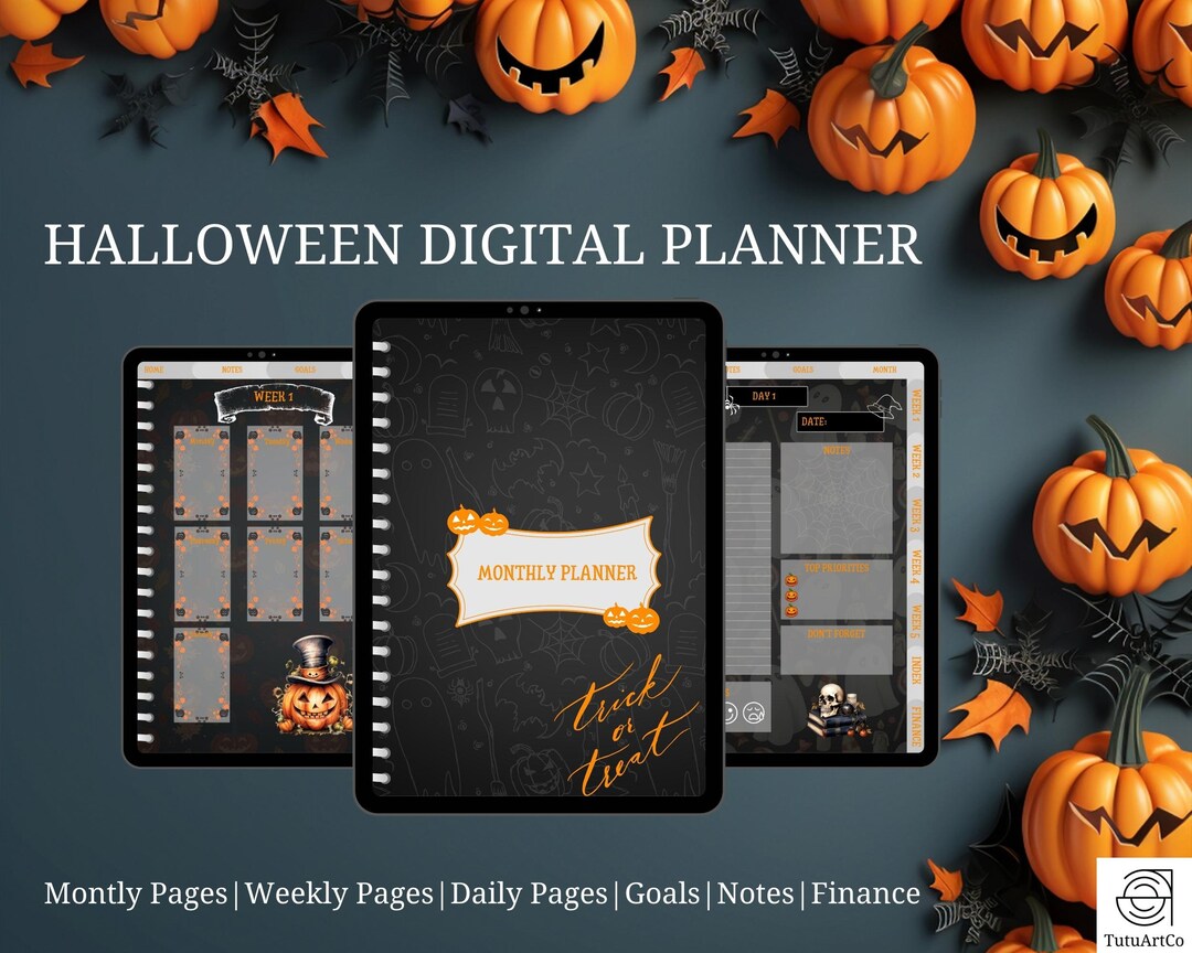 Planner for Halloween Printable and Editable Monthly Digital Bundle