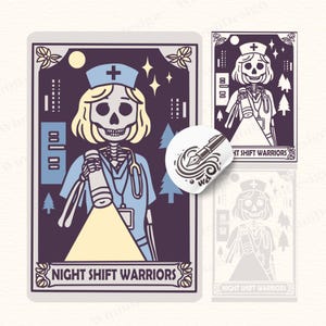 skeletontarot card, Healthcare svg, Retro Nurse png svg, skeleton tarot card png svg, Retro Skeleton Design, Tarot Card  Illustrative 09