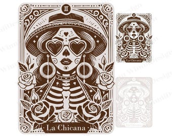 La Chicana Vintage Tarot Card SVG, Tarot Carding PNG, Mexican Girl Tarot Card Illustrative, Gifted Mexican Shirt, Handdrawn Mexicanful Shirt