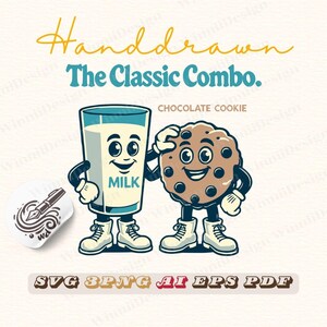 Christmas Milk & Cookie Characters "The Classic Combo"| Perfect for Holiday Baking Lovers | Cartoon SVG Designer PNG | digital wall print