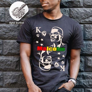 Pakiet kart do gry Black History, przywódcy praw obywatelskich Malcolma, projektant PNG SVG, karta do gry King, Juneteenth SVG, obdarzony wzmocnieniem