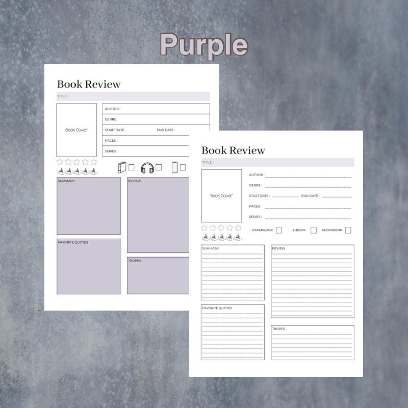 Printable Book Review PDF Template With Tropes, Available in A4 A5 ...