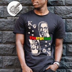 Pakiet kart do gry Black History, karta do gry Thurgood King, projektant PNG SVG, karta do gry King, Juneteenth SVG, obdarzony wzmocnieniem, BLM SVG