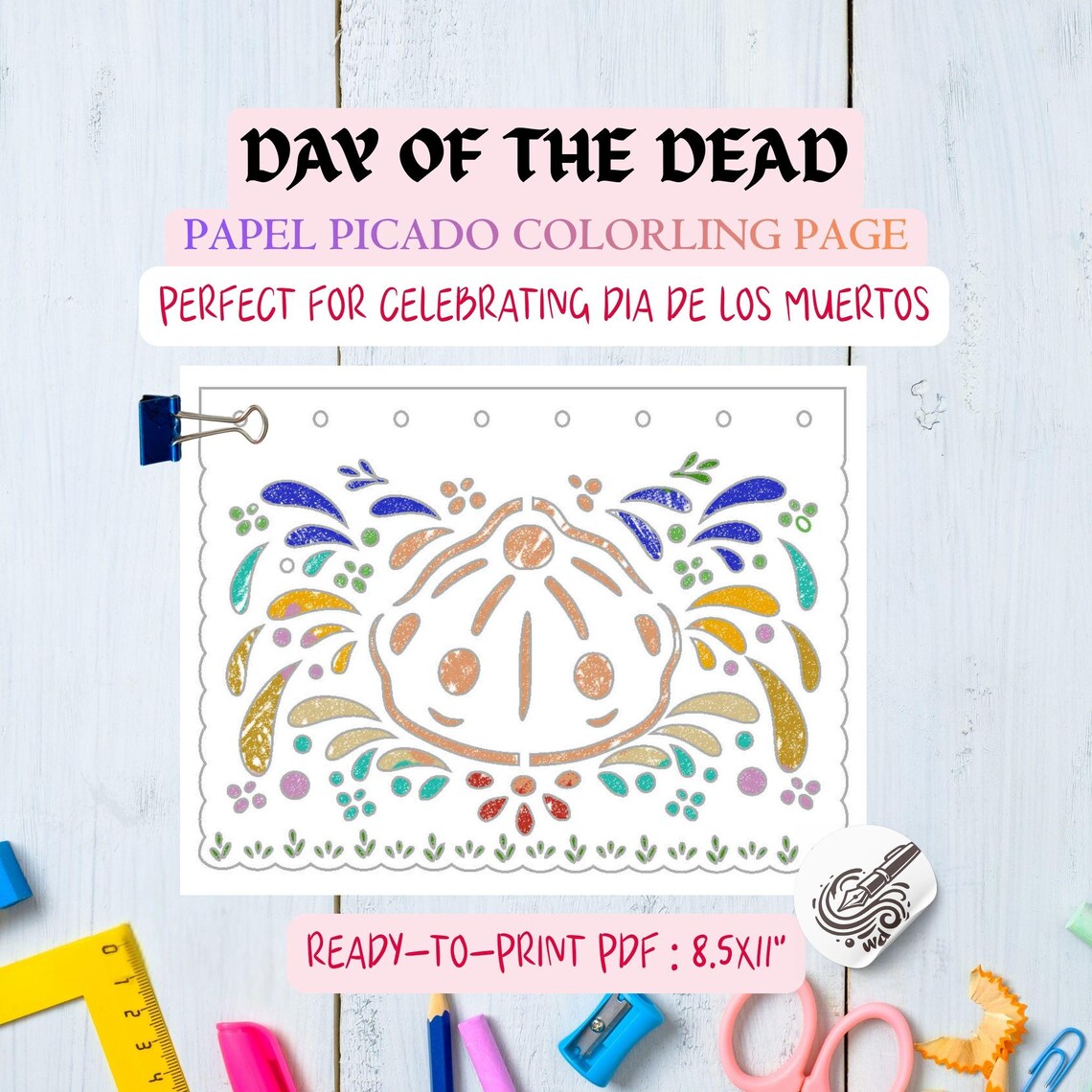 Papel Picado Dia De Los Muertos Coloring Pages Mexican Folk