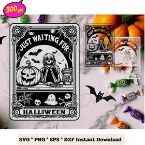 Warten auf Halloween, Vintage-Tarot-Karte, Spooki Halloween-Png, illustrative Tarot-Karte, Halloween-Tarot-Karten, Tarot-Karten-Shirt-Png, Tarot-Karten-Shirt-Png