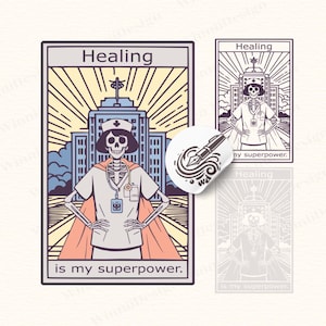 skeletontarot card, skeleton tarot card png svg, Retro Skeleton Design, Tarot Card  Illustrative, Healthcare SVG, Retro Nurse png svg 03