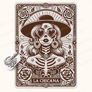 La Chicana Tarot Karte SVG | Vintage Tarotkarten-Design | MexicanGirl Art | TarotCard Shirt PNG, handgezeichnetes SVG, mexikanisches Festgeschenk-Design