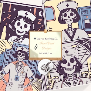 Halloween-Paket | Skelett Tarot Karte png svg | Retro Krankenschwester PNG | SkeletonDesign PNG | Tarotkarten | PNG-Krankenschwester-Bundle | Gesundheitswesen SVG V.1