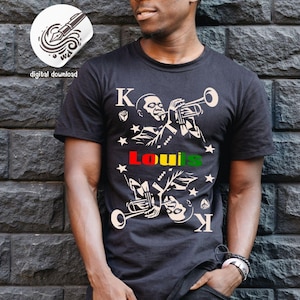 Projekt pakietu kart do gry Black History, plakat kultowego muzyka Louisa, projektant PNG SVG, karta do gry King, Juneteenth SVG, obdarzony mocą