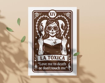 Flip off svg of La toxica Catrina tarot cards for Cricut & Laser project, Day of the dead or Halloween