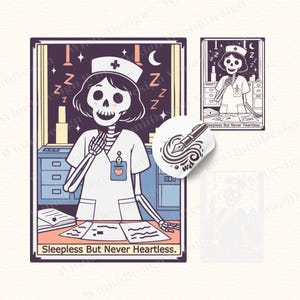 Skelett Tarotkarte, Skelett Tarotkarte png svg, Retro Skelett Design, Tarot Karte illustrativ, Gesundheitswesen SVG, Retro Krankenschwester png svg 02