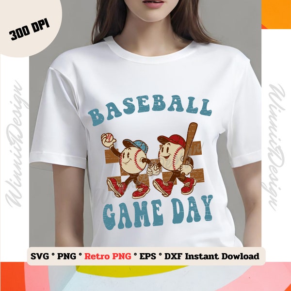 Game day SVG, Distressed Retro Game Day png, Checkered Game Day Png, Baseball Game Day Png Svg, Baseball Lover Png, Retro Baseball Png Svg