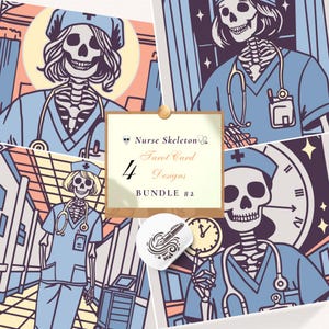 Nursing svg bundle : Skeleton Tarot Card png svg, Retro Nurse PNG, SkeletonDesign PNG, Tarot Carding, thank you nurse, Healthcare SVG V.2