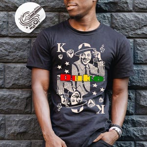 Projekt pakietu kart do gry Black History, plakat kultowego muzyka Duke'a, projektant PNG SVG, karta do gry King, Juneteenth SVG, obdarzony wzmocnieniem