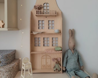Friendly Shelf tenement house, mouse house, doll house, wooden house, shelf