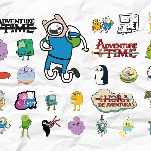 Adventure Time Clipart - 27 Çizim, Adventure Time svg, png, karakter siluetleri - Dijital İndirme