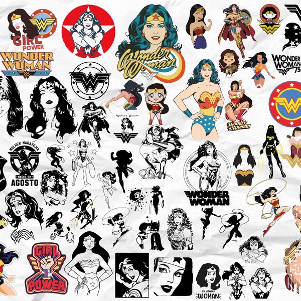 Girl Power SVG, Superhero Wonder Woman Svg Bundle, Superhero SVG, Cartoon Svg, Avengers Svg, Svg for Cricut, Svg for Silhouette
