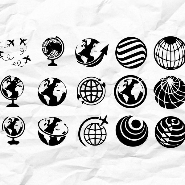 Globe SVG Bundle , Globe PNG Bundle , Globe Clipart , Globe SVG Cut Files for Cricut , Globe Silhouette , World Globe Svg File , Planet Svg