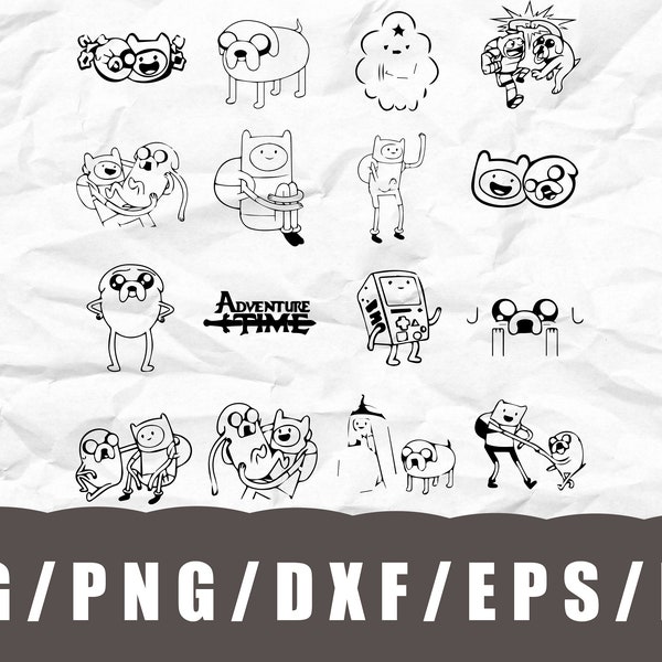 Adventure Time Clipart - 16 Draw, Adventure Time svg, png, characters silhouettes - Digital Download