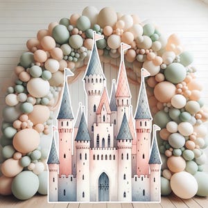 S559QS3(SB) UV printed, colorplast cutouts party decorations: Princess Castle