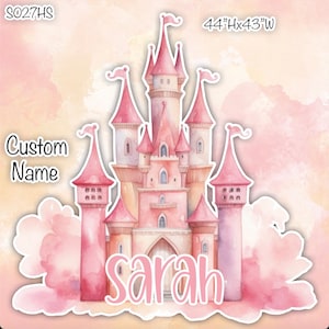S027HS UV printed, colorplast cutouts party decorations: Custom Name 4 ft  Princess Castle