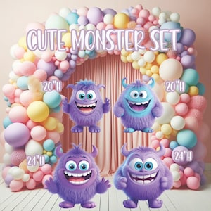 S120HS UV printed, colorplast cutouts party decorations: Cute 2 ft Monsters
