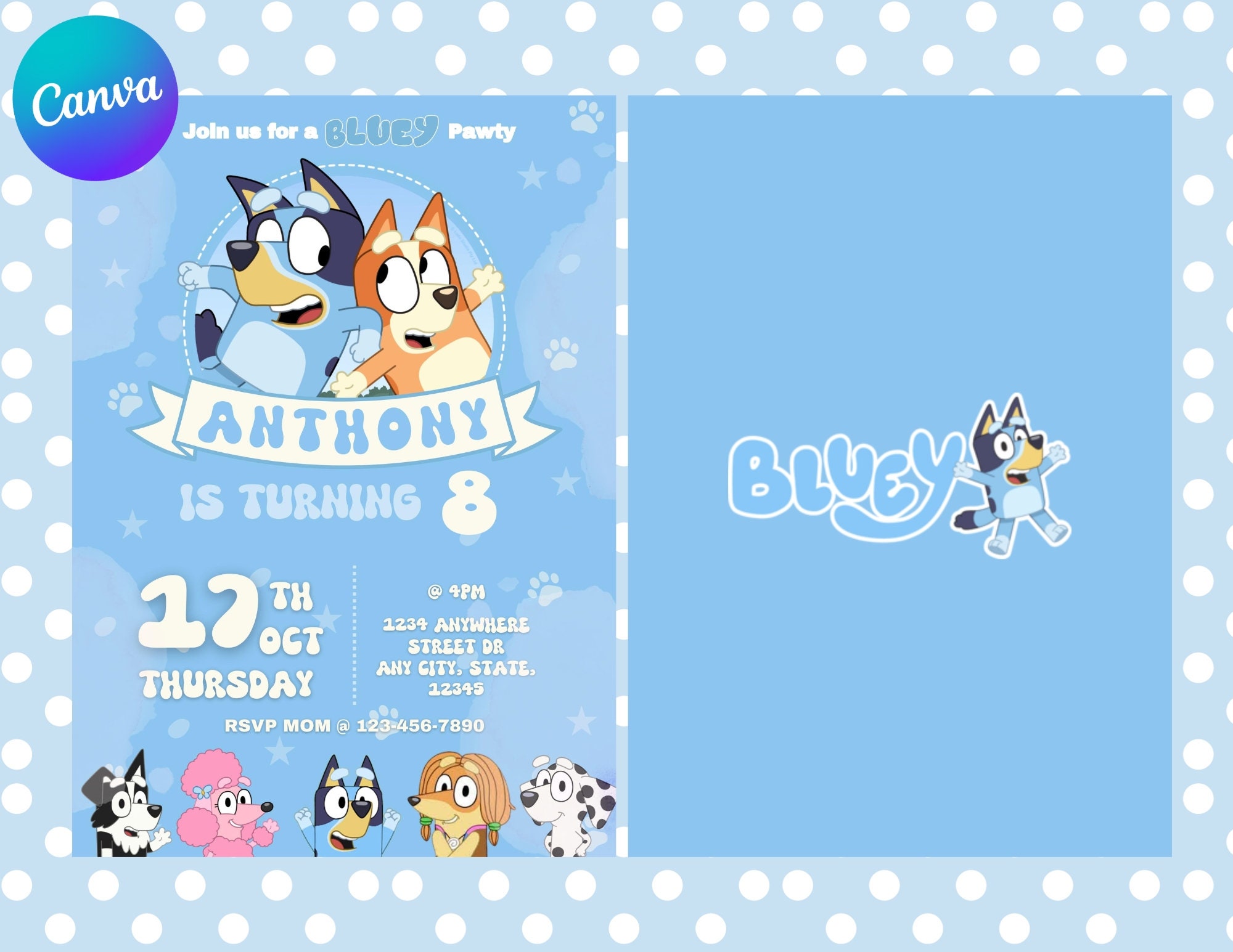 Bluey and Bingo 5x7 Cute Art Print // Bluey Birthday // Bluey Birthday  Party // Bluey Bingo // Bluey Gifts for Kids 