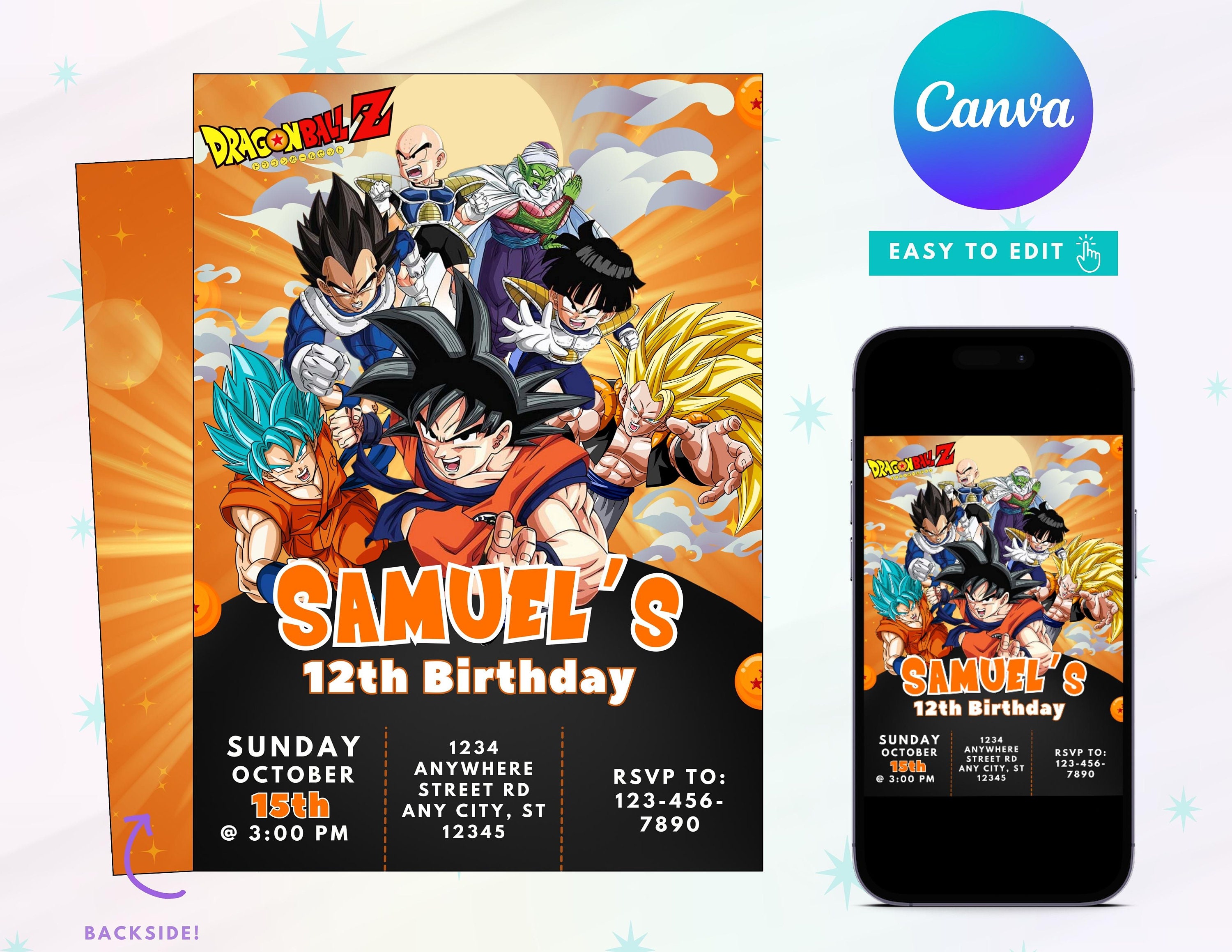 Dragon Ball Super Sayajin Birthday Invitation – Easy Inviting