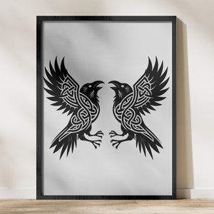 Viking ravens digital art, norse mythology svg bundle, celtic raven clipart, viking art, scandinavian magic ravens, instant download. image 3