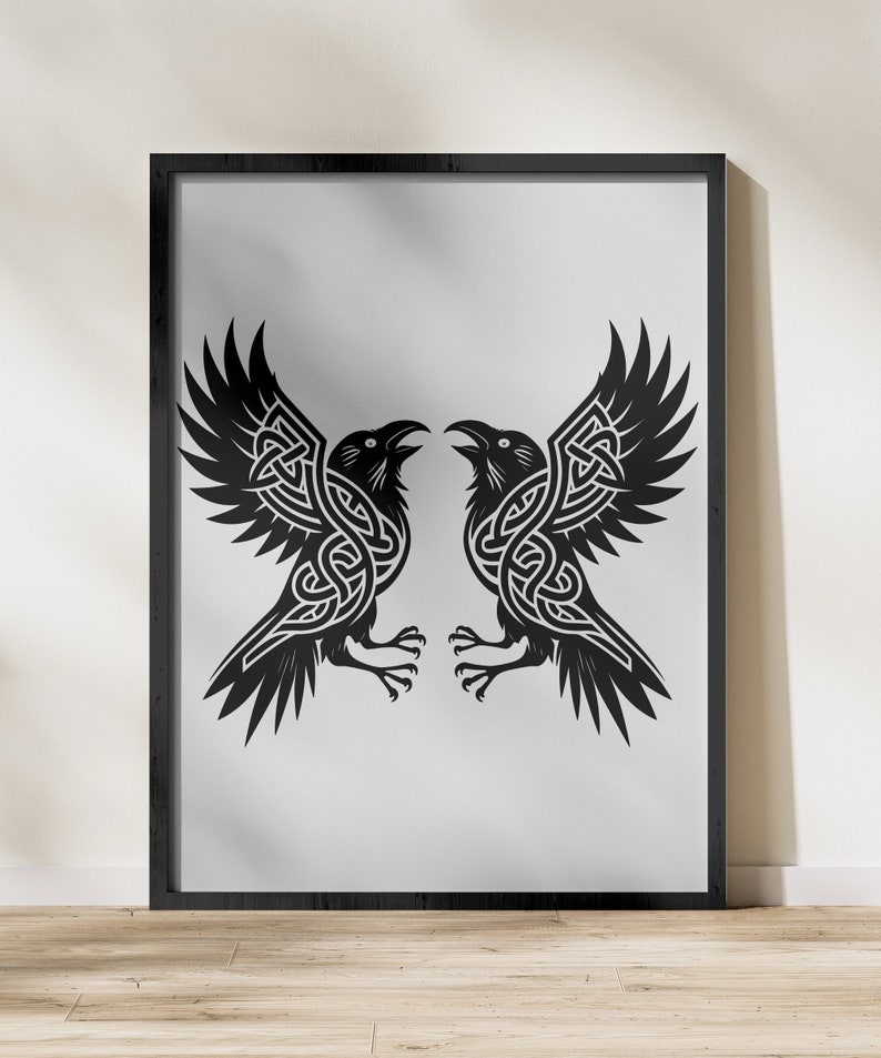 Viking ravens digital art, norse mythology svg bundle, celtic raven clipart, viking art, scandinavian magic ravens, instant download. image 3