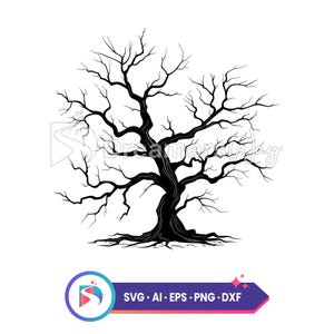 Dead tree silhouette svg, vector tree clipart, digital tree graphic, tree design for cricut, forest silhouette svg cut file, tree png dxf.