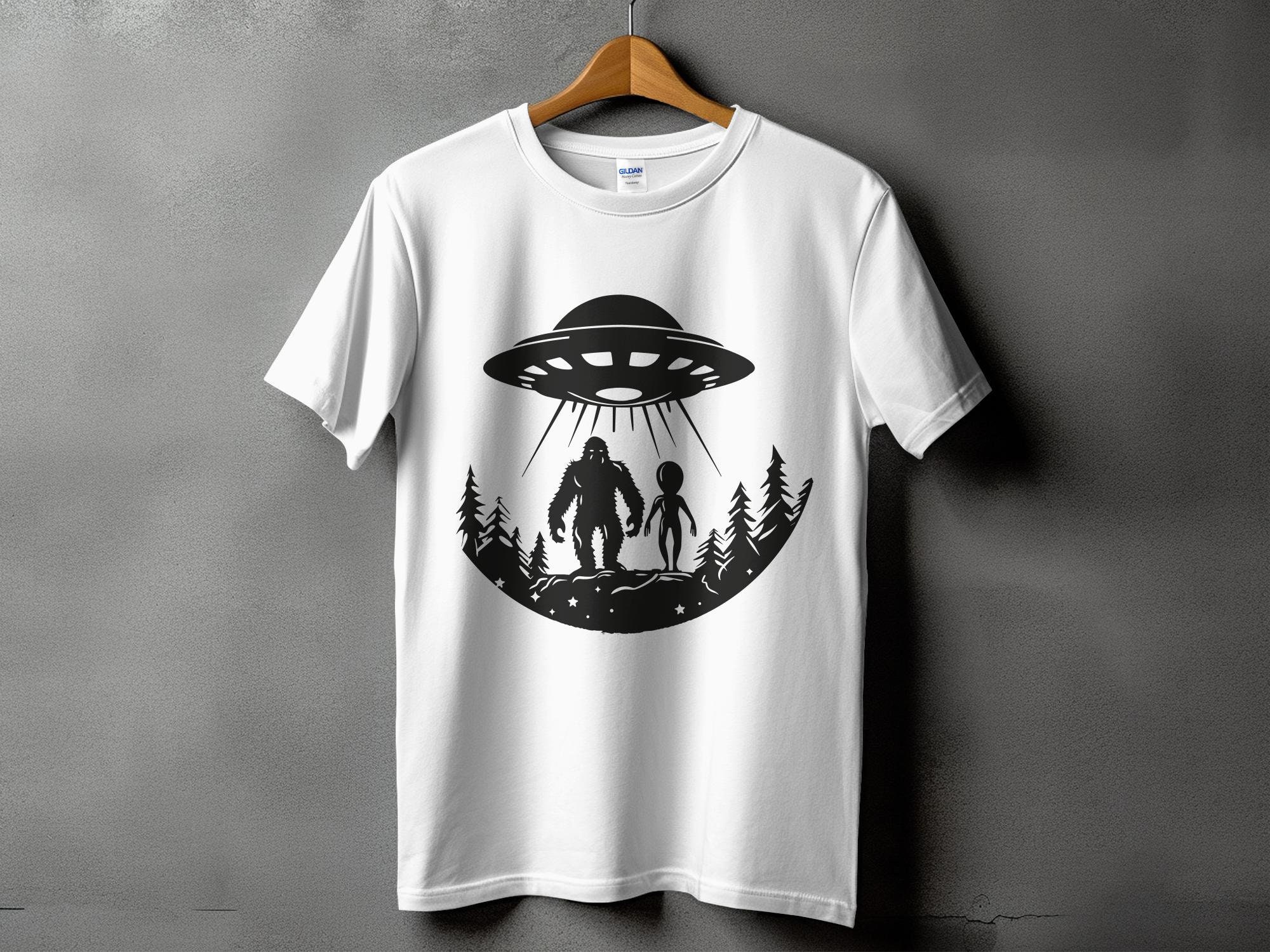 Ufo and Bigfoot Alien Encounter Vector Art, Svg, Ai, Eps