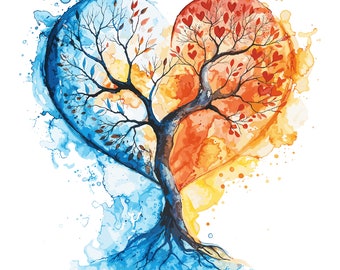 Watercolor tree of life svg vector art, transparent background, instant digital download svg, ai, eps, dxf, png files, commercial use.