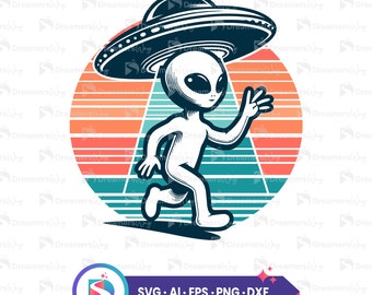 Alien vector illustration, alien funny t-shirt design, commercial use, alien svg, best for print on demand, instant download.