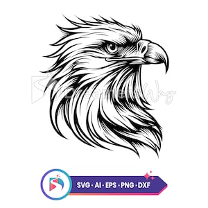 Bald eagle vector illustration, eagle svg, eagle face svg, eagle vector, vector file for cutting and engraving instant download.