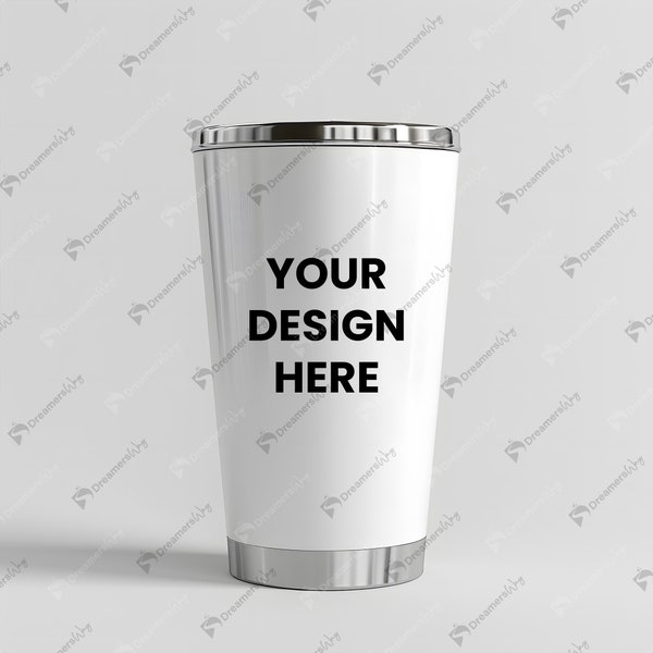 White Tumbler Mockup only jpg file, Digital Download, Stainless Steel Look, Coffee Cup Template, Branding, Merchandise Display.