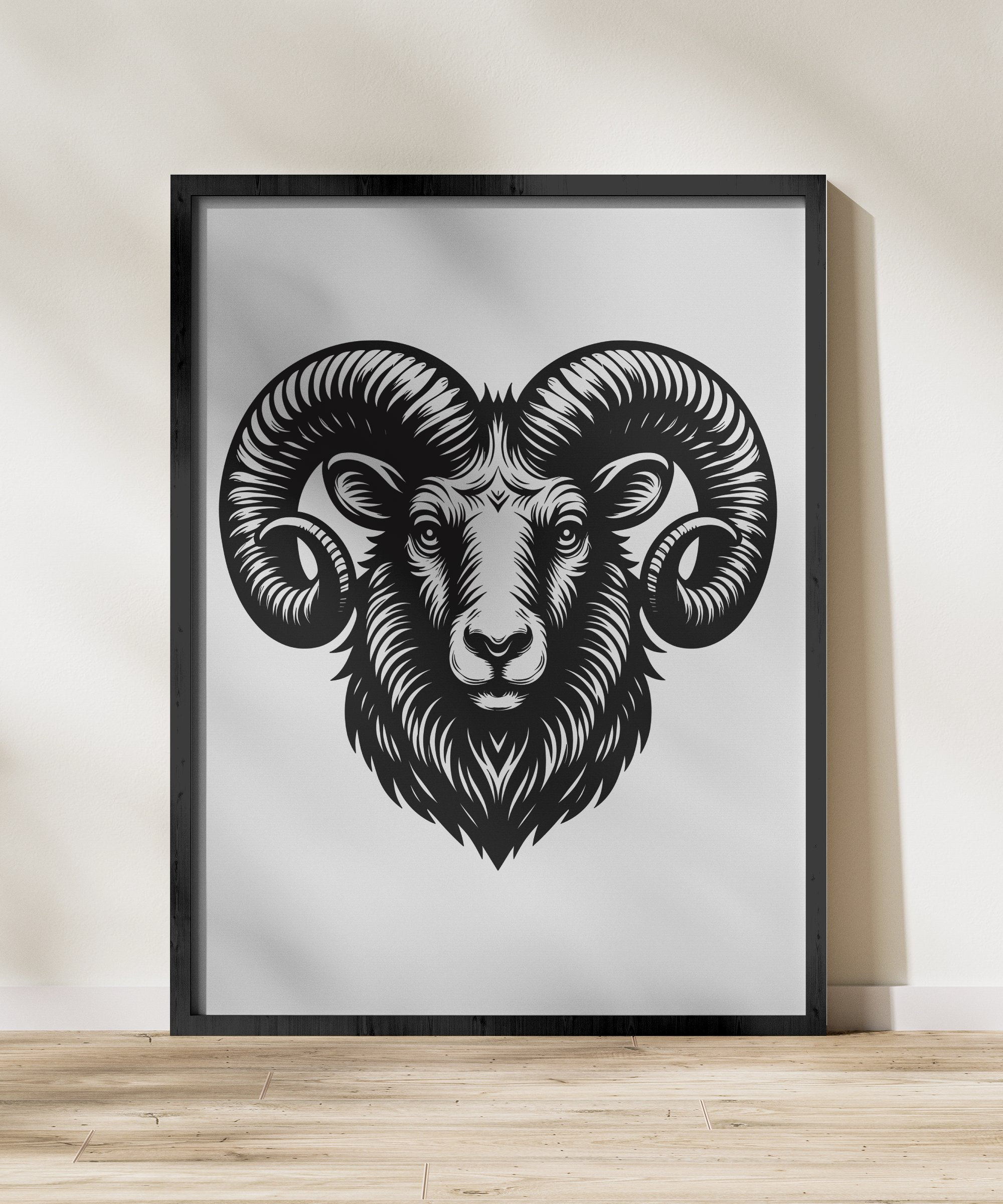 Goat Head Vector Art, Digital Download, Svg, Png, Eps, Ai, Dxf Files ...