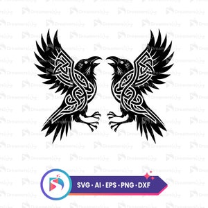 Viking ravens digital art, norse mythology svg bundle, celtic raven clipart, viking art, scandinavian magic ravens, instant download. image 1
