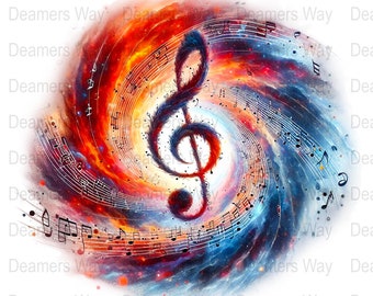 10 Abstract Music Note Digital Art, Vibrant Wall Decor, Instant
