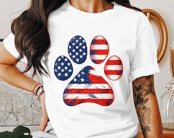 Dog paw print american flag, svg, digital download for cricut and silhouette, usa flag design, diy craft project, instant download.