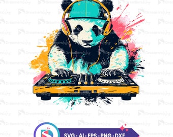 DJ パンダ ベクター イラスト ベクター イラスト、かわいいパンダ svg