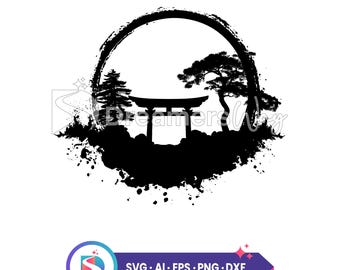 Torii gate vcetor illustration, Torii gate svg, torii gate Svg Files For Cricut, Commercial Use, Instant Download.