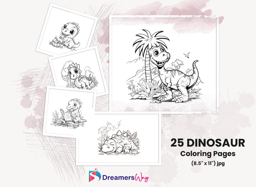 25 Printable Dinosaur Coloring Pages, Best for Kids, Instant Download ...