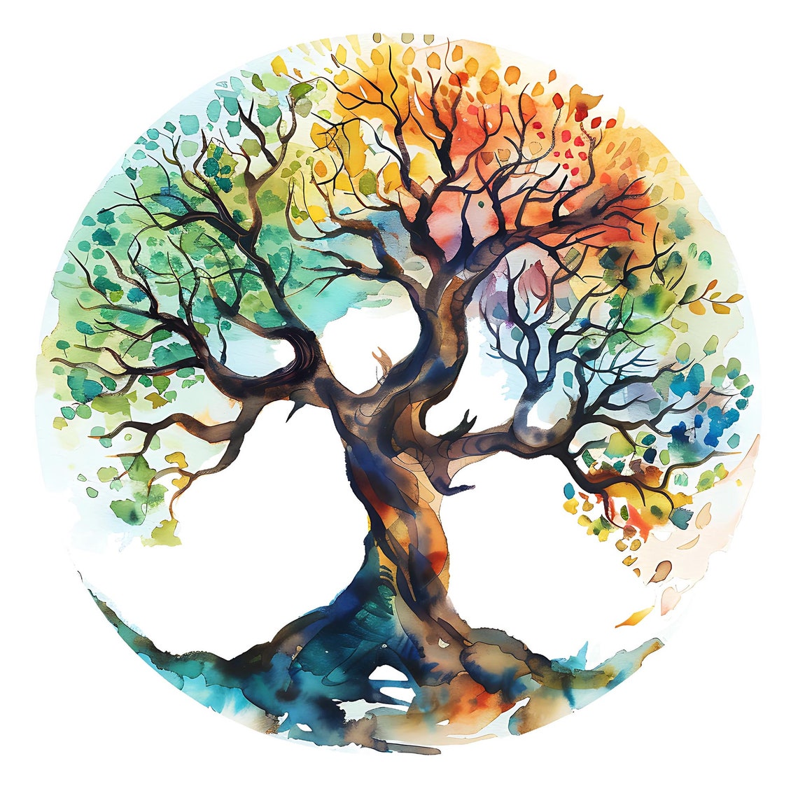 10 Watercolor Tree of Life Digital Clipart, Tree of Life Illustration ...