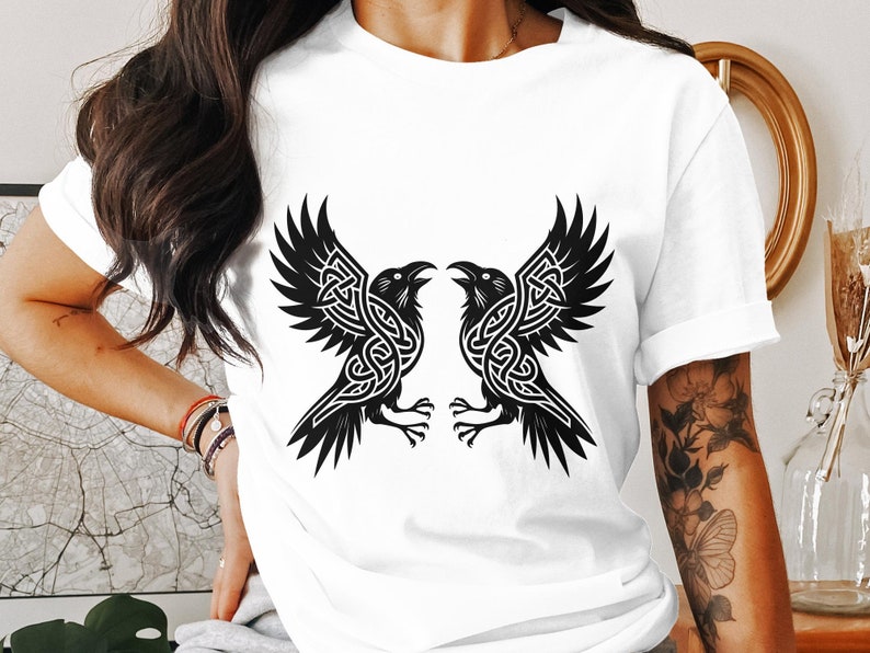 Viking ravens digital art, norse mythology svg bundle, celtic raven clipart, viking art, scandinavian magic ravens, instant download. image 2