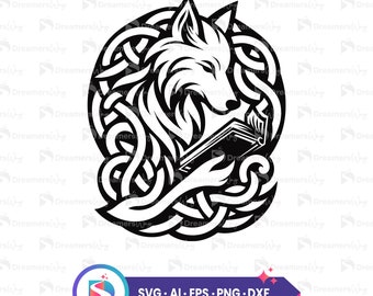Keltischer Wolf vektor illustration, verschlungene Knotenarbeit Grafik, svg, png, dxf, ai, eps Datei.