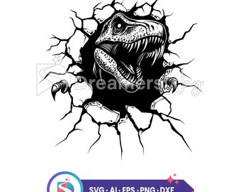 恐竜の頭のベクターイラスト、デジタルアート、AI、EPS、SVG、DXF