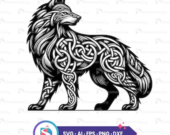 Keltischer Wolf SVG, Wolf schwarz vektor-Illustration, Wolf Plotterdatei für Cricut, Wolf Plotterdatei, kommerzielle Nutzung, sofortiger Download.