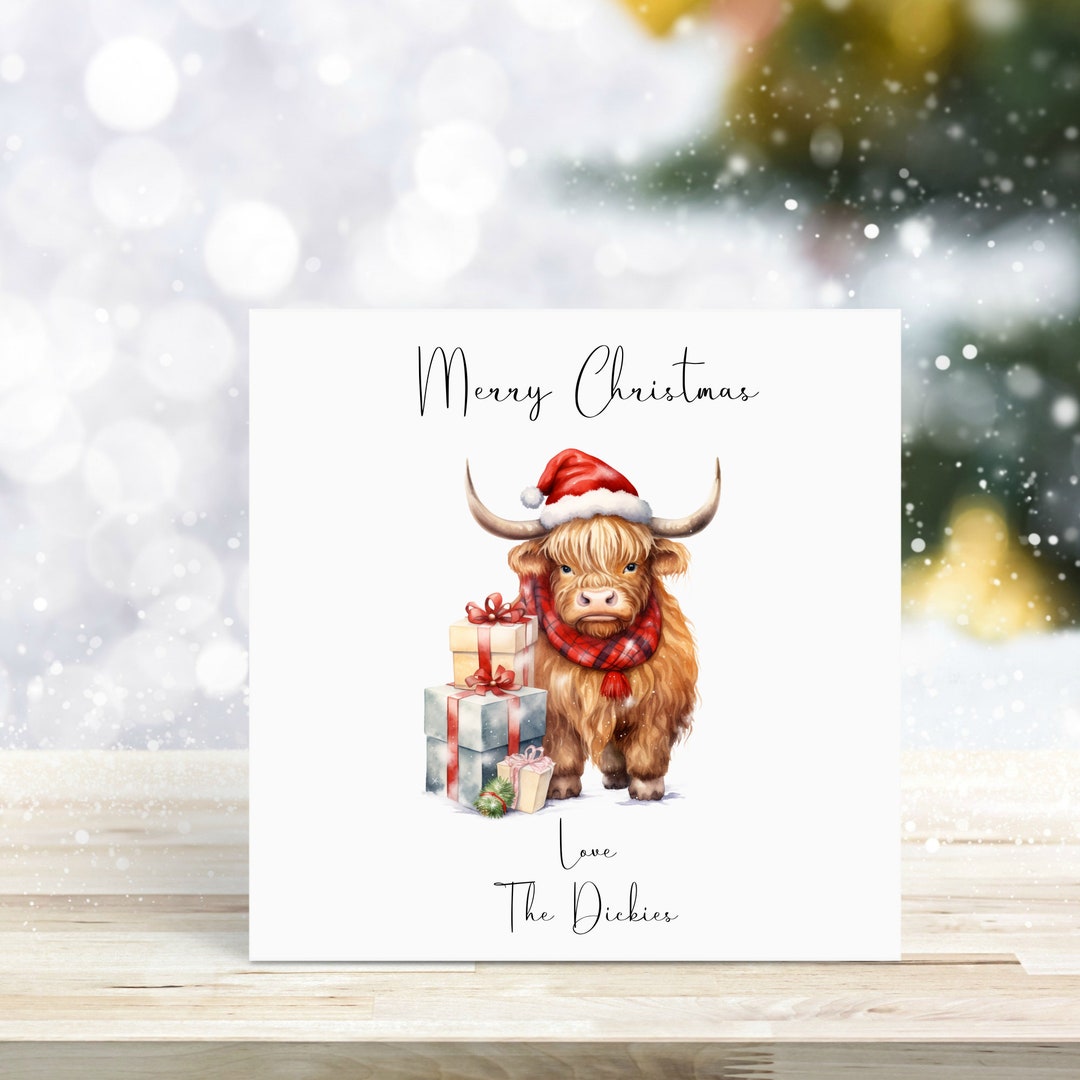 Personalised Christmas Card/ Highland Cow Christmas Card/ - Etsy