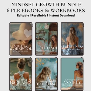 Mindset-Wachstums-Bundle | 6 PLR eBooks & Arbeitshefte | Selbst-Verbesserung und persönliche Entwicklung | Bearbeitbare Coaching Materialien plr